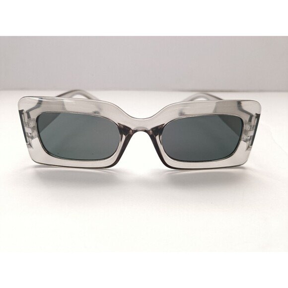 Rectangular Transparent Sunglasses Black Tinted Lens Unisex - Picture 2 of 6